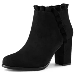 Allegra K Women's Ruffle Block Heel Ankle Boots -Allegra K GUEST 4f91f6e3 296b 4e1a b188 531174371b3a