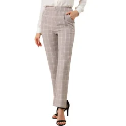 Allegra K Women's Plaid Elastic Waist Casual Work Office Long Trousers -Allegra K GUEST 503a86de 8016 4956 84b4 2eb7ac2f6d16