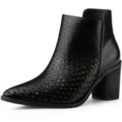 Allegra K Women's Perforated Chunky Heels Zipper Western Ankle Booties 13 Allegra K Women's Perforated Chunky Heels Zipper Western Ankle Booties -Allegra K GUEST 50cfc13c 6ee3 4daf 87cb 2ba8e9b97390