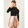 Allegra K Women's Metallic Shiny Holographic High Waist Zipper Mini Skirts