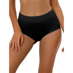 Allegra K Women's Cotton High-Rise Lace Trim Tummy Control Full Coverage Brief -Allegra K GUEST 511860ce 9944 44ad 9f71 297da22bc925