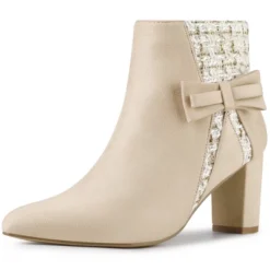 Allegra K Women's Plaid Pointed Toe Block Heels Ankle Boots -Allegra K GUEST 51197eb3 3edf 449f bca8 91fb61d04b1d