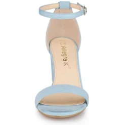 Allegra K Women's Buckle Ankle Strap High Chunky Heels Sandals