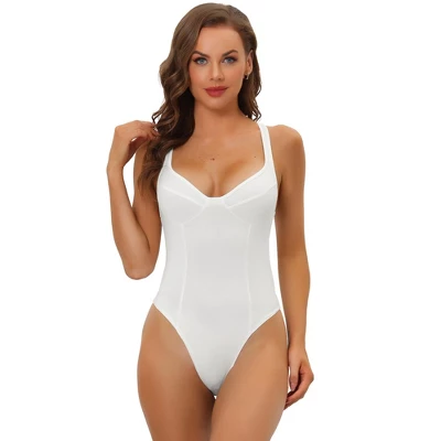 Allegra K Women's Deep V Neck Tummy Control Full Leotard Jumpsuits 6 Allegra K Women's Deep V Neck Tummy Control Full Leotard Jumpsuits - Image 6