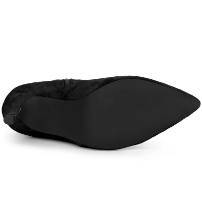 Allegra K Women's Pointy Toe Lace Up Side Zip Stiletto Heels Ankle Boots 4 Allegra K Women's Pointy Toe Lace Up Side Zip Stiletto Heels Ankle Boots - Image 4