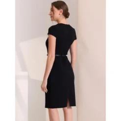 Allegra K Women's Vintage Cap Sleeve Belted Square Neck Sheath Dress -Allegra K GUEST 536be43b 0934 4974 9278 fe0472a2aa36