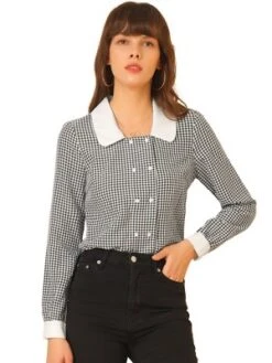 Allegra K Women's Contrast Peter Pan Collar Blouse Gingham Long Sleeve Button Front Shirt 13 Allegra K Women's Contrast Peter Pan Collar Blouse Gingham Long Sleeve Button Front Shirt -Allegra K GUEST 5412d2da f681 4fdd 9c82 ff3136b6c846