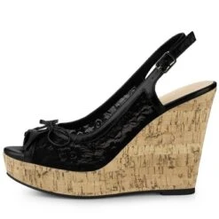 Allegra K Women's Wood Platform Heels Bow Lace Wedge Sandals -Allegra K GUEST 548b5ed3 86ce 4d0a ad48 e525c2ffcead