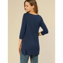 Allegra K Women's 3/4 Sleeve Round Neck Button Decor Casual Stretchy Tunic Tops 21 Allegra K Women's 3/4 Sleeve Round Neck Button Decor Casual Stretchy Tunic Tops -Allegra K GUEST 5549b4fb 4118 4cff 81bf 4aa3ef82f7a2