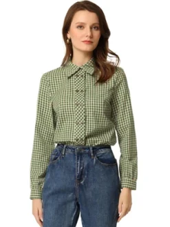 Allegra K Women's Turn Down Collar Plaid Button Up Shirt Long Sleeve Blouse Top 13 Allegra K Women's Turn Down Collar Plaid Button Up Shirt Long Sleeve Blouse Top -Allegra K GUEST 55711e58 71e1 46d3 b17b 78ae227d9fb3