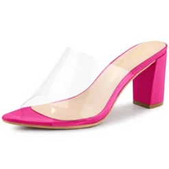 Allegra K Women's Clear Chunky Heel Slides Sandals Mules -Allegra K GUEST 55ef84f6 69d5 4d49 97db 404fbc09d32a