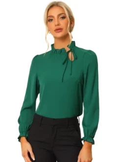 Allegra K Women's Elegant Long Sleeve Ruffle Tie Neck Business Work Top -Allegra K GUEST 5654f8ca 65e4 4c2d ae03 d92e2b14e995