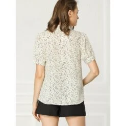 Allegra K Women's Retro Dots Print Bow Tie Peter Pan Collar Chiffon Blouse -Allegra K GUEST 56a7d787 27bf 40f8 85dd f3df745e1beb