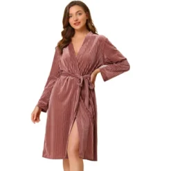 Allegra K Women's Velvet Bathrobe Soft Lounge Pajamas Sleepwear Tie Waist Flannel Robe -Allegra K GUEST 56b5a994 336c 4714 bfe5 379637d57efb