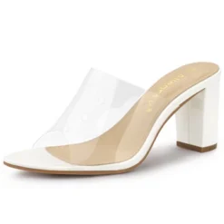 Allegra K Women's Clear Chunky Heel Slides Sandals Mules -Allegra K GUEST 56d48a4a e112 4701 a4eb 19f641cb56a8