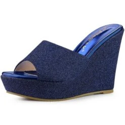 Allegra K Women's Glitter Platform Slip-on Wedge Heels Sandals -Allegra K GUEST 5741ffde 0eb5 496f 8ace 95e0cd444383