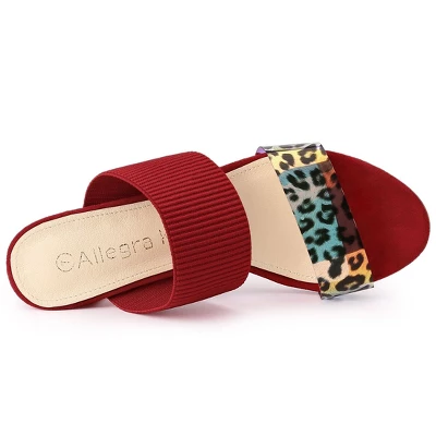 Allegra K Women's Leopard Printed Block Heeled Slide Sandals 6 Allegra K Women's Leopard Printed Block Heeled Slide Sandals - Image 6