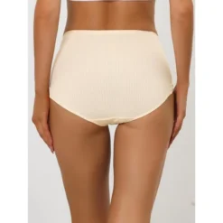 Allegra K Women's Hi-Cut Ribbed High Waist Tummy Control Available In Plus Size Briefs