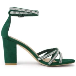 Allegra K Women's Rhinestones Strappy Chunky Heel -Allegra K GUEST 58766e1c 7d5a 4b4f 9875 52158abe1e33