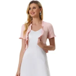 Allegra K Women's Ruffle Short Sleeve Open Front Bolero Shrugs -Allegra K GUEST 5954a647 6fd8 4cdd 9b8f e6c601e68da1