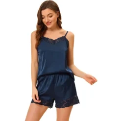 Allegra K Women's Satin Lace Trim Cami Tops With Shorts Lounge Pajama Set -Allegra K GUEST 599e479b 7224 4617 ad8a 9ea7bcb01d34