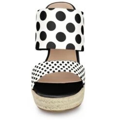 Allegra K Women's Polka Dots Platform Espadrille Wedge Heel Sandals