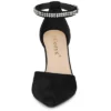 Allegra K Women's Pointed Toe Rhinestone Ankle Strap Chunky Heels Pumps