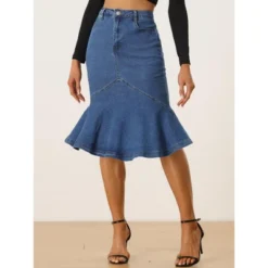 Allegra K Women's High Waist Bodycon Ruffles Fishtail Jean Skirt -Allegra K GUEST 5b20d897 24a6 46ac af06 007f53ddd461