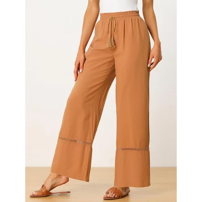 Allegra K Women's Casual Loose High Waist Drawstring Wide Leg Palazzo Pants With Pockets 1 Allegra K Women's Casual Loose High Waist Drawstring Wide Leg Palazzo Pants With Pockets