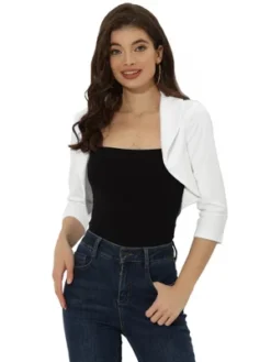 Allegra K Women's Elegant Evening Wedding Lapel Collar Bolero Shrugs -Allegra K GUEST 5b8e490d 7191 4374 b5d5 1f53f49b872c