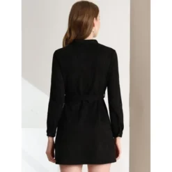 Allegra K Women's Long Sleeve Casual Faux Suede Belted Elegant Button Down Mini Dress -Allegra K GUEST 5bfa97b2 7e24 4a4a 9695 d6d557eb5aef