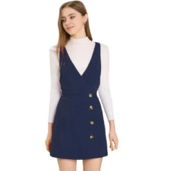 Allegra K Women's Corduroy Mini V Neck Vintage A-Line Bib Overall Pinafore Skirts -Allegra K GUEST 5da5b2f8 ef7a 45ef 86bf 94a64c46fd5d