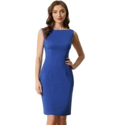 Allegra K Women's Sleeveless Boat Neck Casual Office Sheath Dresses -Allegra K GUEST 5daf0b44 d6d5 4c38 8eb8 39ffab7175c5