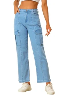 Allegra K Women's High Waist Casual Distressed Long Denim Pants -Allegra K GUEST 5e274f44 af55 4836 87a8 d1fb37855734