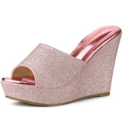 Allegra K Women's Glitter Platform Slip-on Wedge Heels Sandals -Allegra K GUEST 5e5e518b c294 4df0 989e 59ea75ff8b1b