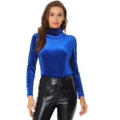 Allegra K Women's Turtleneck Velvet Long Sleeve Work Basic Velour Blouse -Allegra K GUEST 5fce1fa7 da9f 45f6 ba20 1b39e0f6cca1