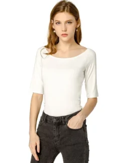 Allegra K Women's Half Sleeves Scoop Neck Fitted Layering Soft T-Shirt -Allegra K GUEST 60b8fd80 0b76 44bb 897f 24423a280245