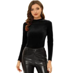 Allegra K Women's Mock Neck Long Sleeve Ribbed Knit Solid Blouse -Allegra K GUEST 60e6d9a4 ecf6 47a4 8158 2f9925151af7