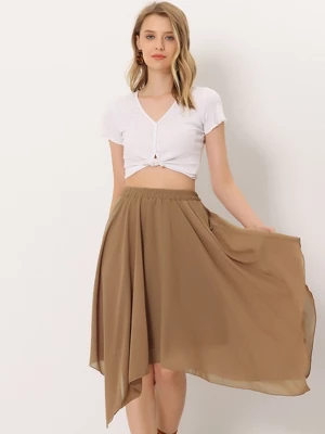 Allegra K Women's Elastic Waist Chiffon Handkerchief Hem Midi Skirt 1 Allegra K Women's Elastic Waist Chiffon Handkerchief Hem Midi Skirt