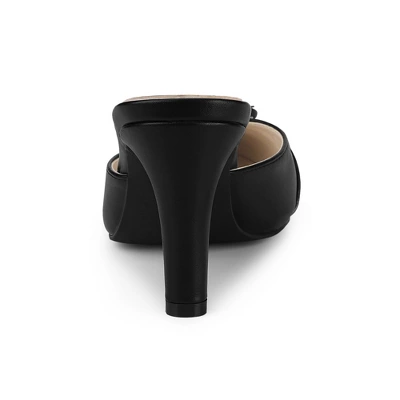 Allegra K Women's Buckle Pointed Toe Stiletto Heel Slides Mules 3 Allegra K Women's Buckle Pointed Toe Stiletto Heel Slides Mules - Image 3