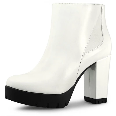 Allegra K Women's Rounded Toe Chunky Heel Platform Ankle Boots 7 Allegra K Women's Rounded Toe Chunky Heel Platform Ankle Boots - Image 7