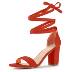 Allegra K Women's Lace Up And Ankle Strap Chunky Heel Sandals -Allegra K GUEST 62264591 9dc7 492d a990 2c46d3297275