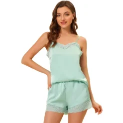 Allegra K Women's Satin Lace Trim Cami Tops With Shorts Lounge Pajama Set -Allegra K GUEST 6255009f 312d 45cc a2d4 3368cd5f8603