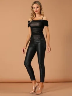 Allegra K Women's Pleated Vintage Casual Summer Ruched Halter Tank Top