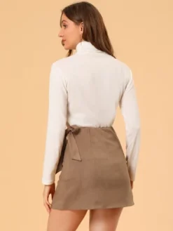 Allegra K Women's Faux Suede Tie Waisted A-Line Wrap Mini Short Skirt -Allegra K GUEST 6286f1d9 f469 46be 8900 665a70cc219a