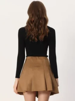 Allegra K Women's Faux Suede Zipper Front High Waist A-Line Mini Skater Skirt -Allegra K GUEST 62c9c149 c71c 44cd 8fc1 de75c9136fbe