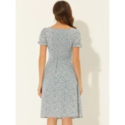 Allegra K Women's Floral Sweetheart Neck Smock Ruffle Print A-Line Dress -Allegra K GUEST 62ecf3f8 1f69 468c 9b82 5d065b29aa90