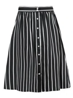 Allegra K Women's Stripes Button Front Elastic Back A-Line Midi Skirt -Allegra K GUEST 63077d03 0a16 4db6 82c6 1abeb293038d