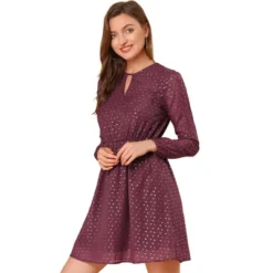 Allegra K Women's Choker V Neck Vintage Flared Gilding Metallic Shiny Star A-Line Dress -Allegra K GUEST 63a18d75 1bba 4d74 bab9 cb1ff05f1d24