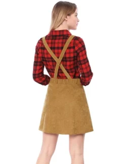 Allegra K Women's Corduroy Button Front A-Line Bib Overall Pinafore Skirts -Allegra K GUEST 653fd1b6 bef6 4f8e 854b 0f763588ebfc